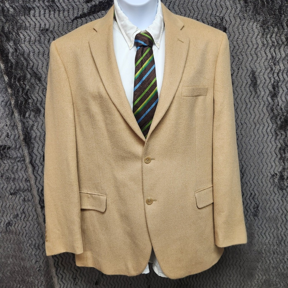 Jos A Bank Camel Hair Blazer 44 Long Beige Classic Luxury Sport Coat Classic